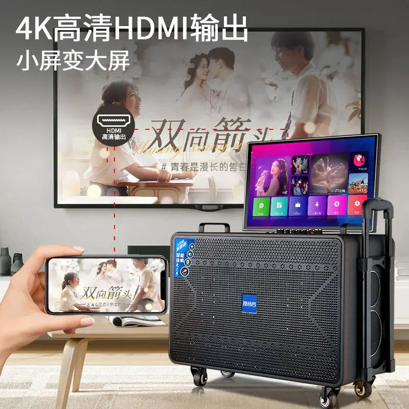 Outdoor ktv audio all-in-one machine home karaoke machine square dance audio with display Karaoke speakers