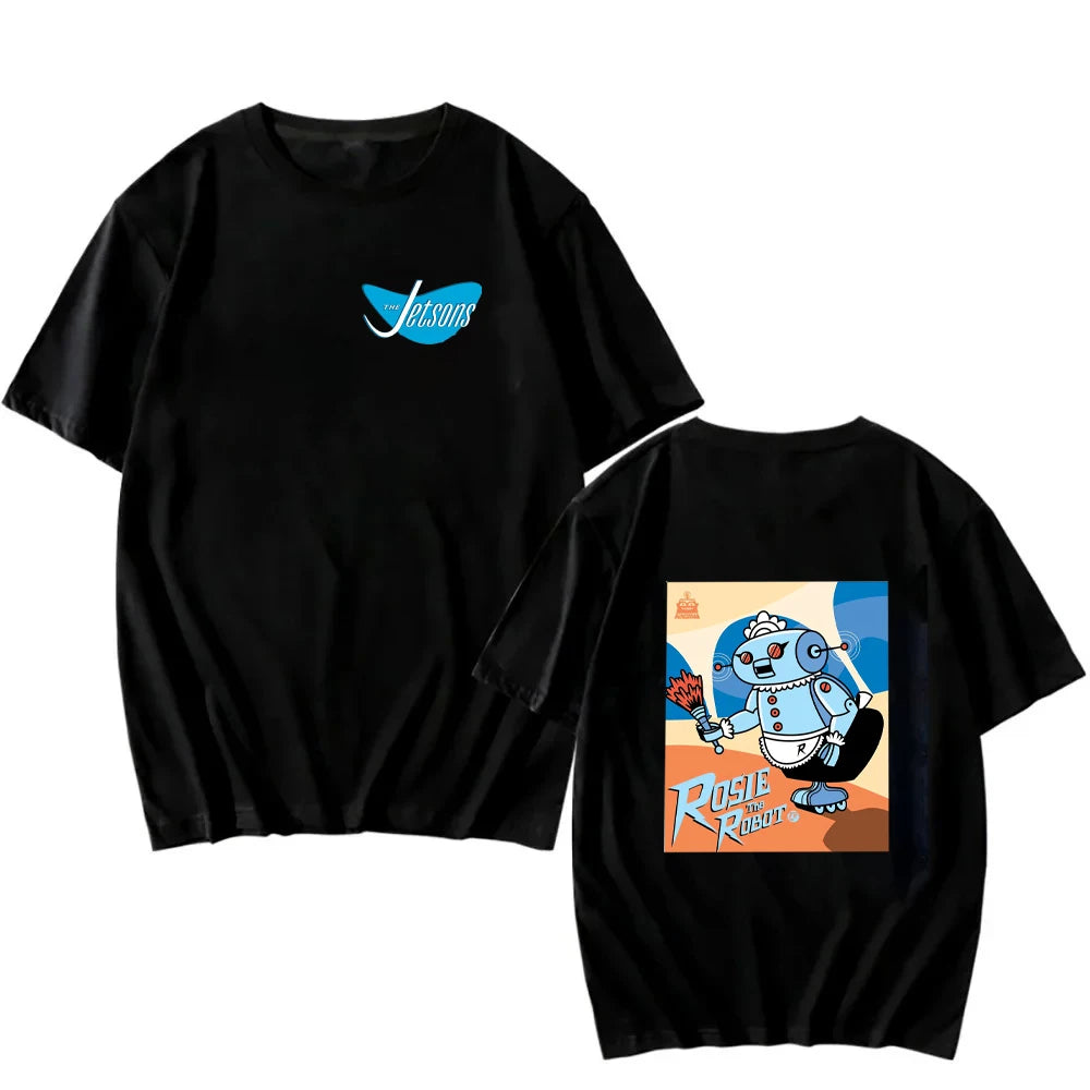 The Jetsons Printed T-shirt Tops Cartoon The Jetsons Letter Clothes Rosie The Robot Graphic T-shirts Breathable Camisetas