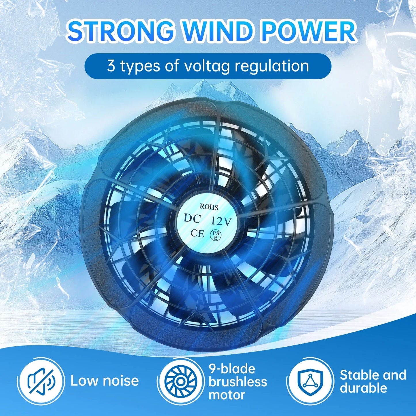 5/12V Cooling Fan Fo Air Conditioner Vest Air Conditioning Clothing Wearable 5V Cool Fan for High Temperature Work Fishing Vest