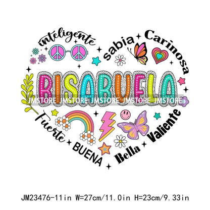 Mama Nana Spanish Blessed Abuela Latina Mom Life Iron On Decals Mother's Day Madre Quotes DTF Transfer Stickers For Clothes