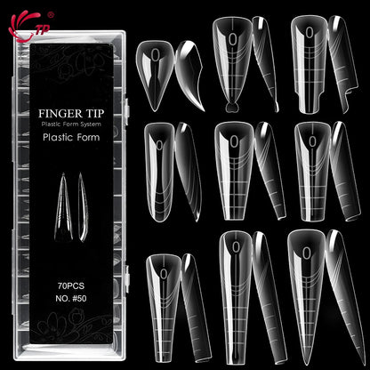 TP New 70pcs/140pcs Clear Nail Dual Form Full Cover Nail Extension System Quick Building Gel Molds False Nail Tip Manicure Tools