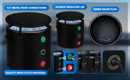 Portable Ice Bath and Fitness Tub with Inflatable Brushed Design for Athlete Training and Cooling Recovery Use