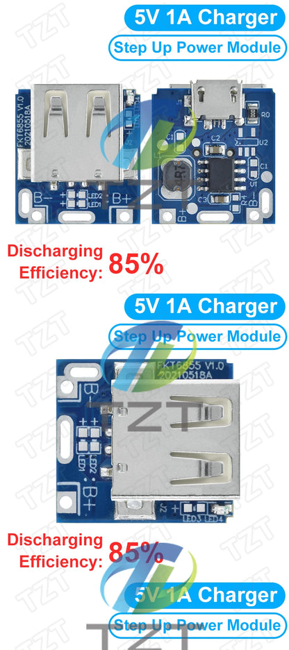 GREATZT 5V Boost Converter Step-Up Power Module Lithium Battery Charging Protection Board LED Display USB For DIY Charger 134N3P