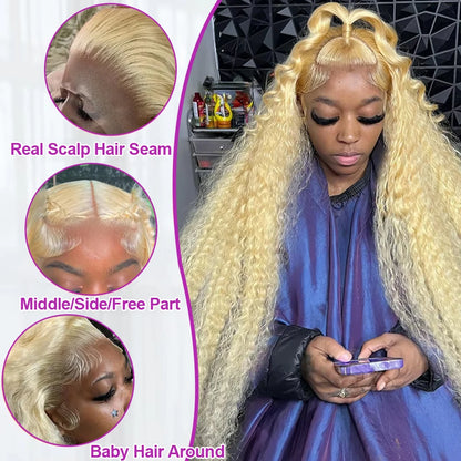 613 Loose Deep Wave Frontal Wig 13x6 HD Water Wave Lace Front Wig 30 40 Inch Honey Blonde 13x4 Lace Front Curly Human Hair Wigs