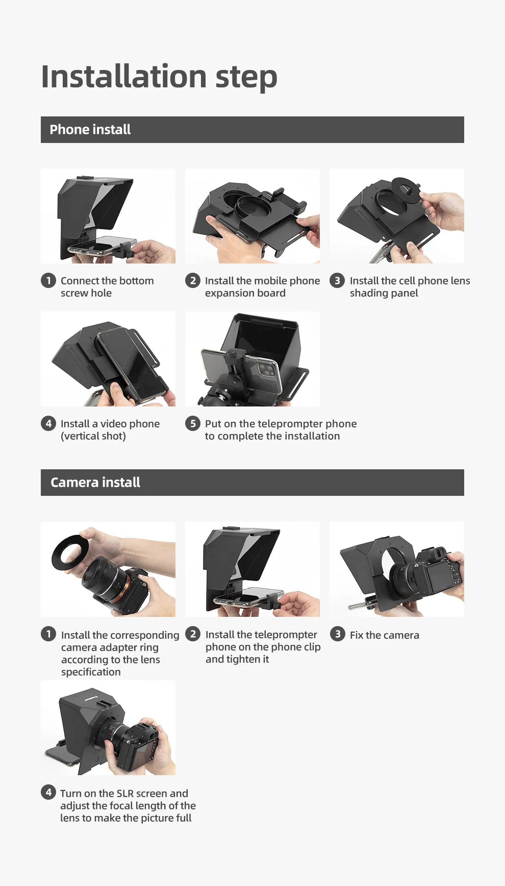 Ambitful Phone and DSLR Recording Mini Teleprompter Portable Inscriber Mobile Teleprompter Artifact Video With Remote Control