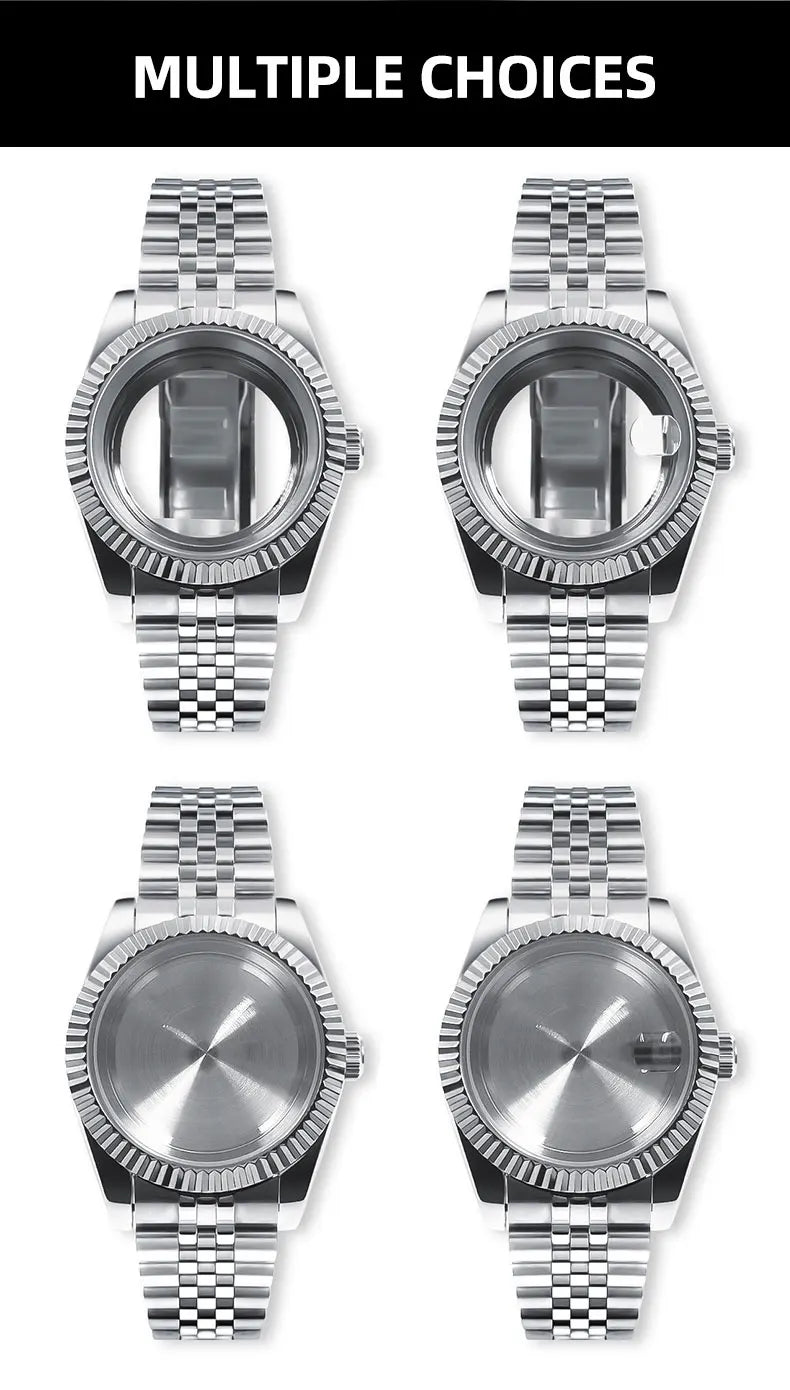 Neiton 36mm/40mm Sapphire Glass For Men Watch Case Fit NH36 NH34 NH35Movement FashionWaterproof Jubilee Stainless Steel