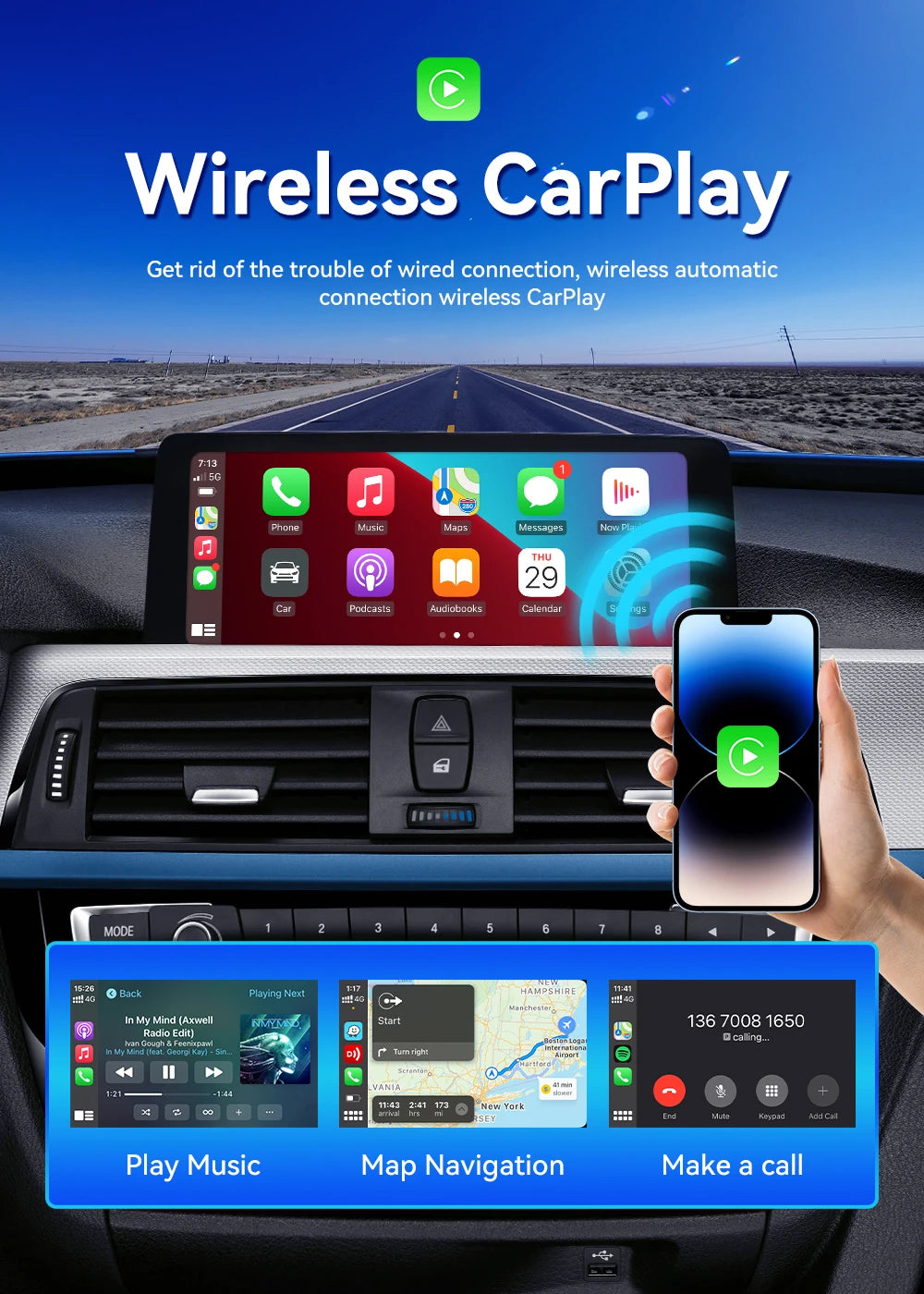 Android 13 CarlinKit Android Auto Wireless CarPlay AI TV Box QCM6125 8-Core Split Screen 64G 128G For Netflix YouTube Play Store