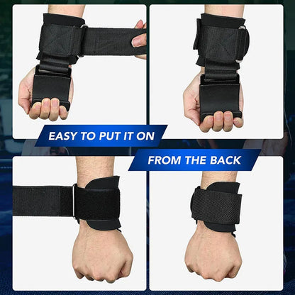 1PairWeight Lifting Hook Grips With Wrist Wraps Hand-Bar Wrist Strap Gym Fitness Hook Weight Strap Pull-Ups Power Lifting Gloves