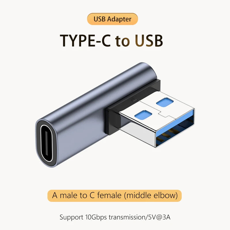 5A Type-C OTG Adapter 240W Fast Charging Data Converter USB4.0 40Gbps Support 8K 60Hz USB C 90/180 Degree Elbow Adapter