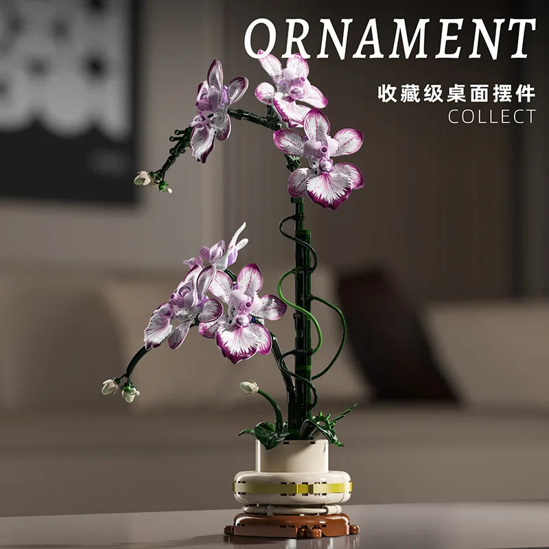 Mother's Day Gift Flowers Building Block Toy Oncidium Bouquet MOC Small Particles Orchid Bricks Flower Toy for Woman Girls Kids