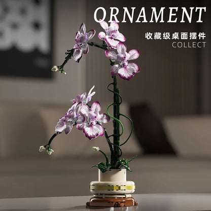 Mother's Day Gift Flowers Building Block Toy Oncidium Bouquet MOC Small Particles Orchid Bricks Flower Toy for Woman Girls Kids