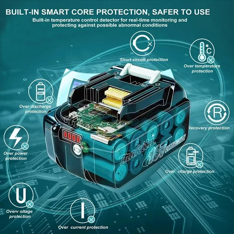 Original Makita 6Ah/5Ah for Makita 18V Battery BL1830B BL1850B BL1850 BL1840 BL1860 BL1815 Replacement Lithium Battery