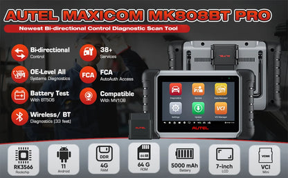 Autel MaxiCOM MK808BT PRO Car Automotivo Diagnostic Tools Bluetooth OBD2 Scanner Code Reader Diagnosis Tool PK MK808KBT MK808S