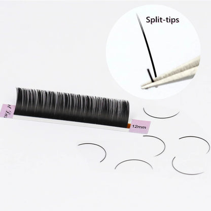 AGUUD Matte Dark Black Ellipse Flat Lashes 0.15 0.20 B C CC D DD Double Split Tip Individual Flat False Eyelashes Makeup Cilia
