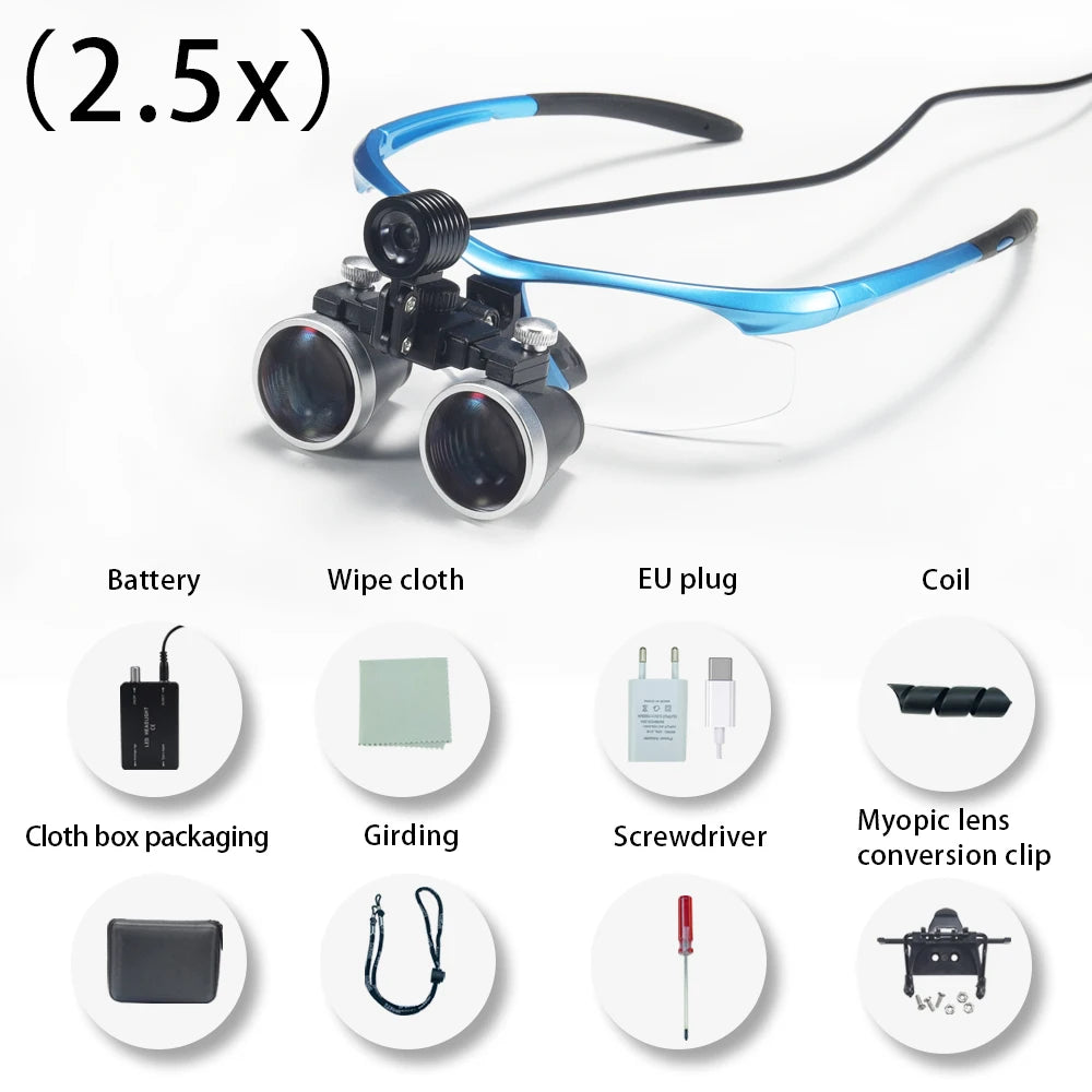 Dentistry Binocular Magnifier 2.5X 3.5X Ultra-lightweight Optical Loupes 320-420mm Magnifying Glass for Dental Surgery