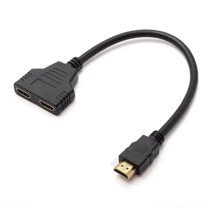 1 in 2 Splitter HD Male To 2 Female Cable 1080P HDTV Splitter Adapter Male To 2 Female Head Adapter HDTV Conversion Cable 30CM