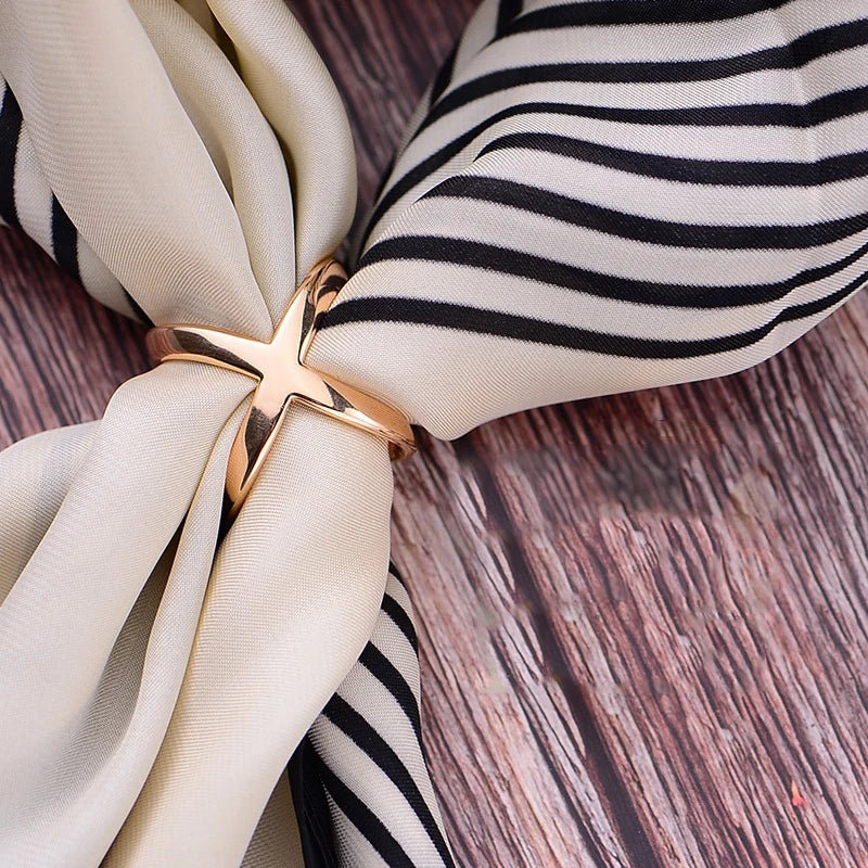 3pcs Fashion Cross Scarf Clip X Shape Metal Brooches For Women Hollow Bow Scarves Buckle Holder Shawls Jewelry Clothing Accessor