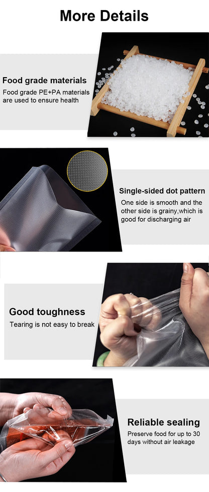 Food Vacuum Bags Sealer Storage Bags 5 Size For Kitchen Vacuum Sealer to Keep Food Fresh Saver Vacuum Packed Bags