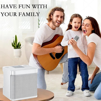 Karaoke Machine With 2 Wireless Dual Microphones Portable Boombox AUX TF Card U Disk Player Voice Changer For Party