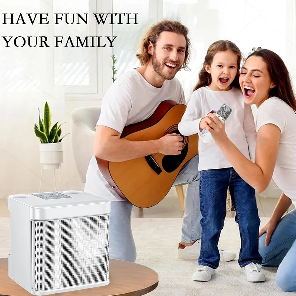 Karaoke Machine With 2 Wireless Dual Microphones Portable Boombox AUX TF Card U Disk Player Voice Changer For Party