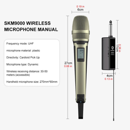 Karaoke Microphone G-MARK SKM9000 2 Channels Wireless UHF Frequency For Teaching Wedding Clear Stable Audio Transmission
