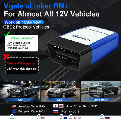 Vgate vLinker BM+ ELM327 BimmerCode BimmerLink Auto Code Reader Diagnostic Tool Car Scanner ELM327 OBD2 Bluetooth 4.0