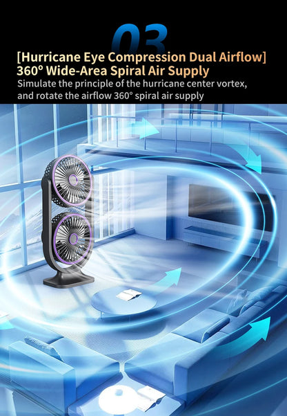 TINSOL 2026 New Dual-Head Desktop Fan, High-Power Air Circulation Fan, Office and Dormitory Double-Layer Fan