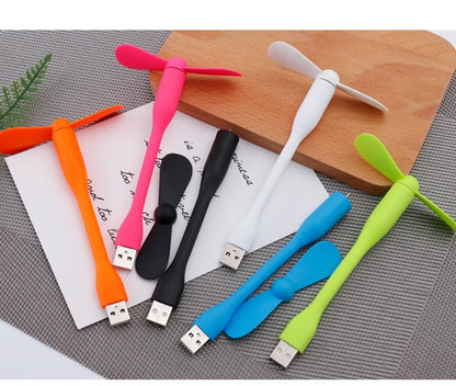 Mini USB Fan Flexible Bendable Cooling Fan For Power Bank Laptop PC AC Charger Portable Hand Fan Computer Summer Gadget