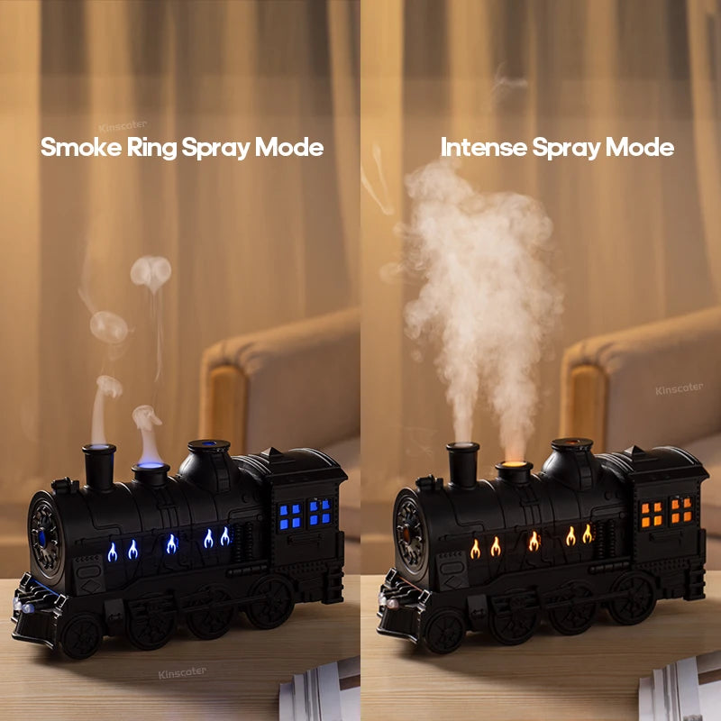 Retro Mini Train Shape Aromatherapy Essential Oil Diffuser Ultrasonic Cool Mist Air Humidifier with Lamp Aroma Difusor Atomizer