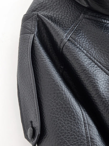 HH Autumn Faux Leather Jacket For Women Casual Solid Long Sleeve Zipper Pu Leather Coats New Fashion Female Streetwear