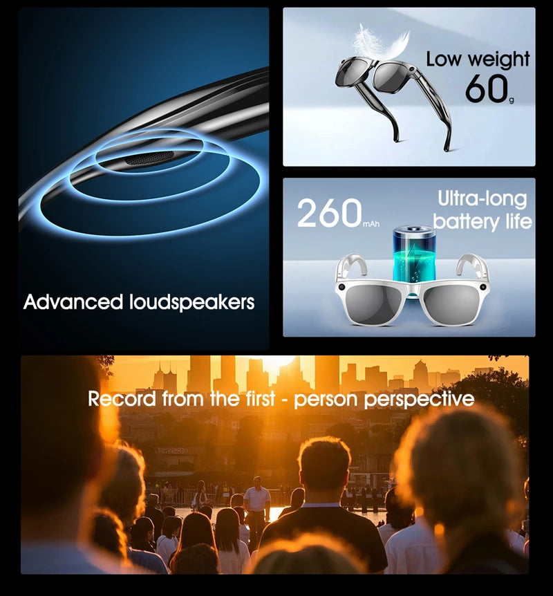 Xiaomi 4K AI Camera Glasses 800MP Multifunctional Photochromic Smart Glasses Bluetooth Calling Photo Video Music Translation New