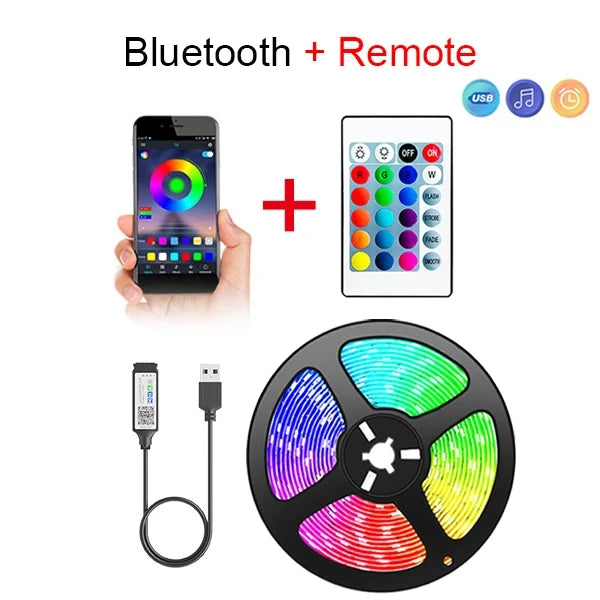 5V LED Strip Lights USB RGB 5050 LED Light Strip Music Sync App Control Luces Led Flexible Lamp for Room Decor TV Backlight