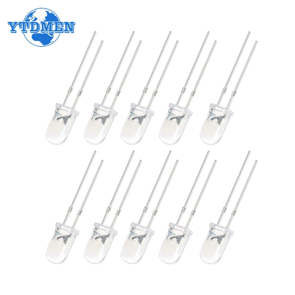 50pcs 100pcs Transparent LED Diode 5MM Super Bright White Orange Red Yellow Blue Green Light LED Bulbs Emitting Diodes Kit