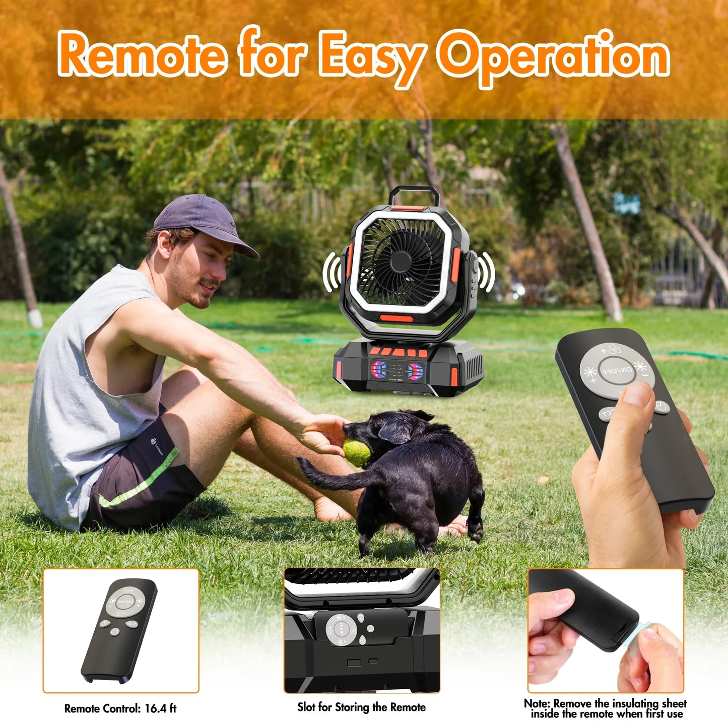 Portable Camping Fan with 40000mAh Battery Powerful Wind Stepless Speed Regulation and Fast Charging Outdoor Camping Essentials