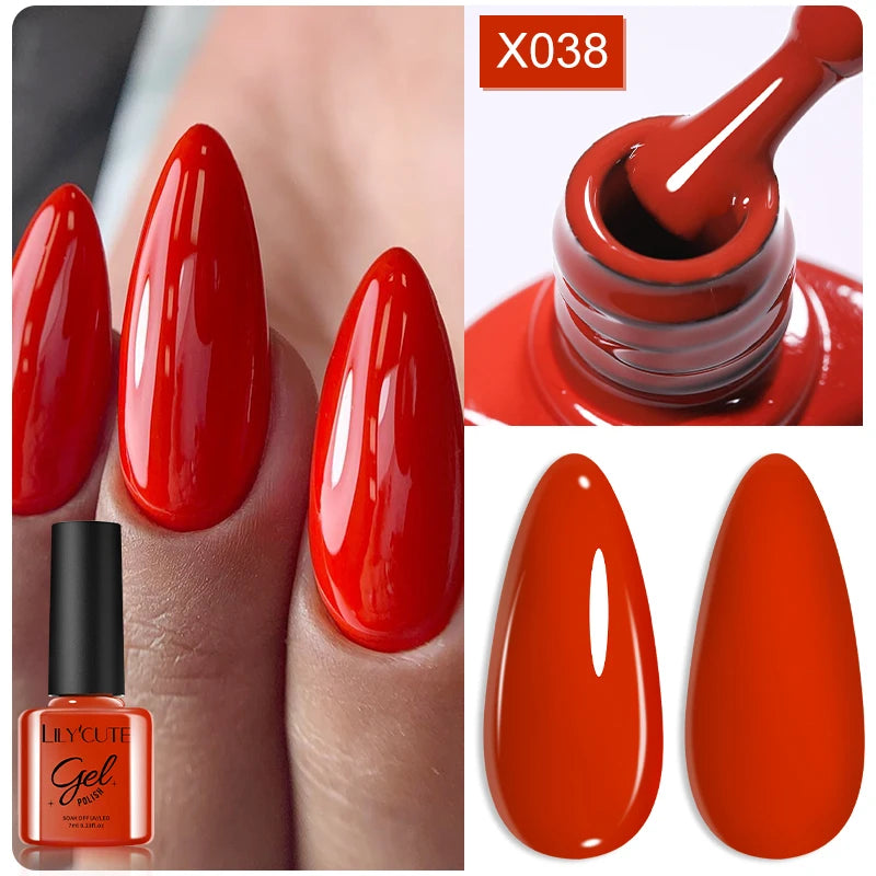 LILYCUTE 7ml Brown Red Purple Nail Gel Polish Coffee Color Series Semi Permanent UV Gel Soak off Nail Gel Varnishes For Nail Art