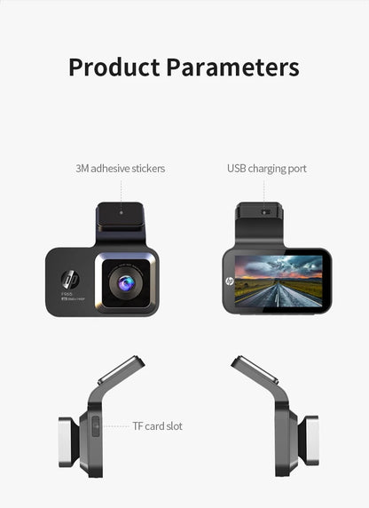 HP car camera F965 dash cam camera 2k UHD night vision WiFi video loop video parking monitoring car dashcam auto dashcam 1440P