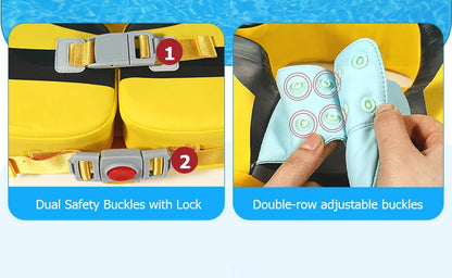 Mambobaby Float with Crotch Strap UPF50+ Canopy Air-Free Non-Inflatable Baby Swimming Ring Toddler Pool Float Infant Water Ring