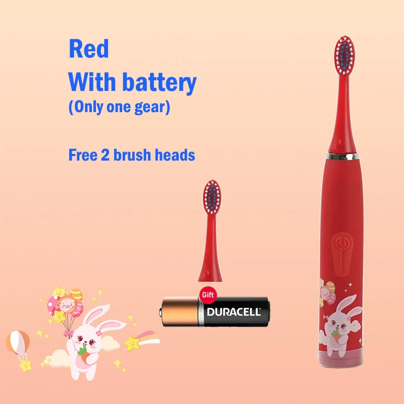 Children Electric Toothbrush Cartoon Kids With Replacement Head Ultrasonic  IPX7 Waterproof Rechargeable Sonic Toothbrush
