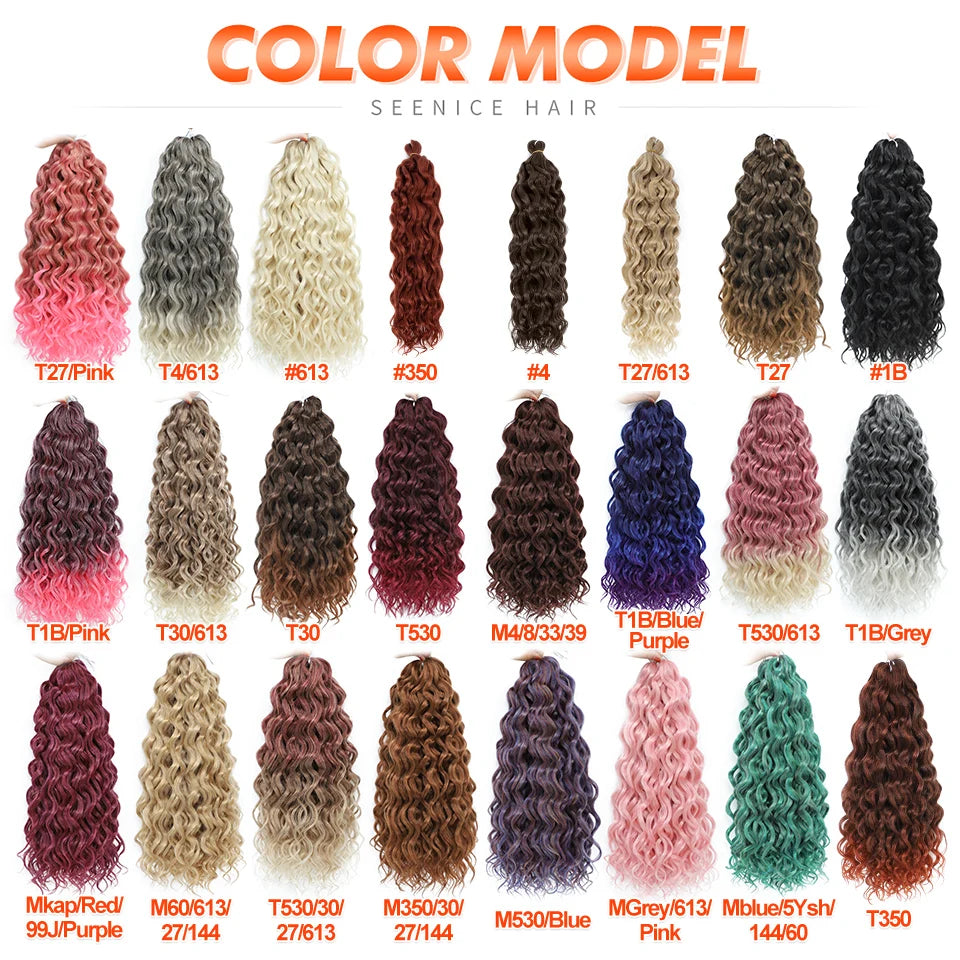 18 24“Synthetic Deep Wavy Twist Crochet Hair Afro Curls Water Wave Crochet Braids Ombre Brown Braiding Hair Extensions For Women