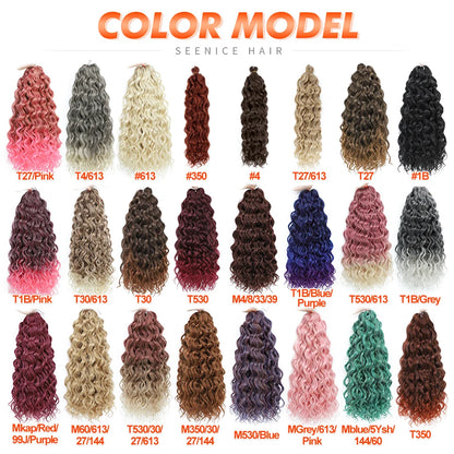 18 24“Synthetic Deep Wavy Twist Crochet Hair Afro Curls Water Wave Crochet Braids Ombre Brown Braiding Hair Extensions For Women