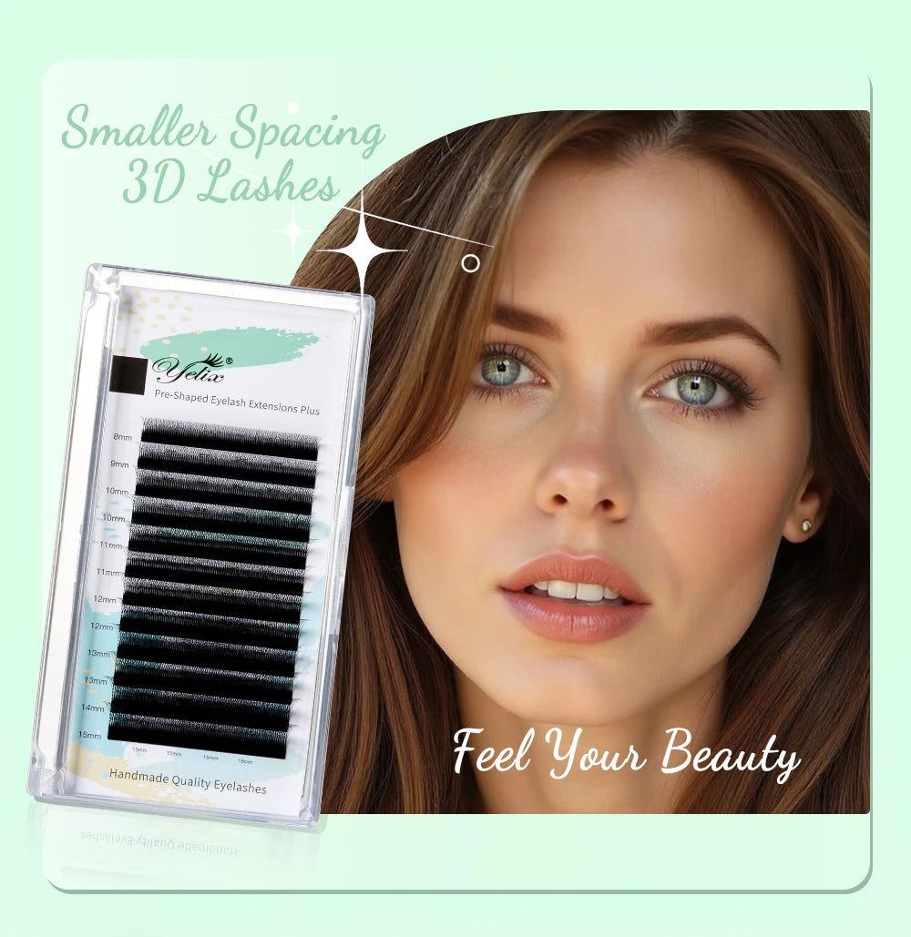 Yelix Narrow 3D W Shape Lashes Premade Fans Volume Eyelash Extensions Natural Soft Individual Lashes Hand Premium Lashes