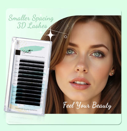Yelix 10 Cases 3D W Shaped Lashes Smaller Spacing Eyelashes Extension Natural Soft Lashes Premade Volume Fans Eyelashes