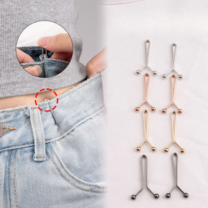 10pcs Invisible Metal Waist Clips Adjustable Button Clips for Jeans and Clothes Tightener with Hidden Design