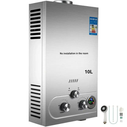 VEVOR 6L 8L 10L 12L 16L 18L LPG Portable Instand Water Heater Propane Gas LPG Wall-Mounted Tankless Water Heater Digital Display