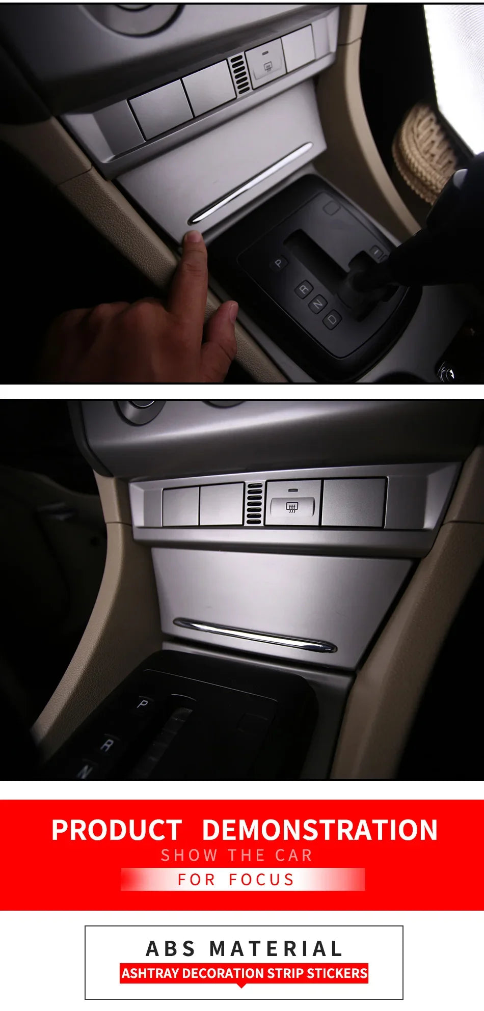 For Ford Focus 2 MK2 2005 - 2012 ABS Chrome Trim Ashtray Light Ashtray Decoration Strip Stickers Trim car accessories