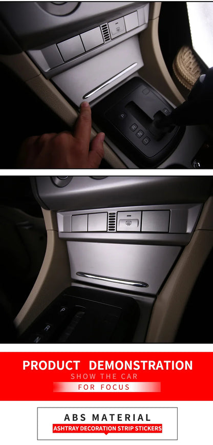 For Ford Focus 2 MK2 2005 - 2012 ABS Chrome Trim Ashtray Light Ashtray Decoration Strip Stickers Trim car accessories