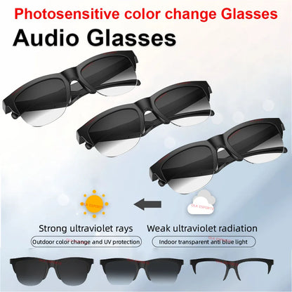2025 Photosensitive Color Change Smart Glasses Bluetooth Voice Calls Control Music UV Polarized Sunglasses Headphone Glasses Man