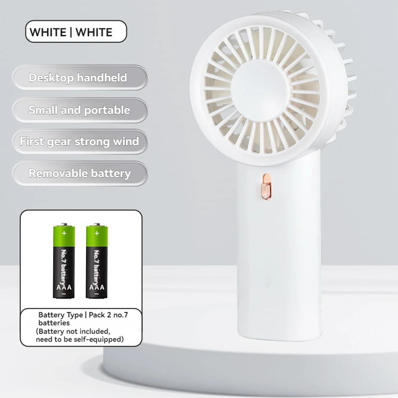 1 mini handheld fan with wind speed and hanging rope, suitable for outdoor use, requires 2 AAA batteries to be self provided
