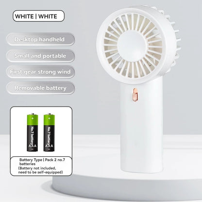 1 mini handheld fan with wind speed and hanging rope, suitable for outdoor use, requires 2 AAA batteries to be self provided