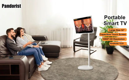 Portable Rotatable Smart TV with Android 12 32 Inch LCD Touch Screen 5MP Camera Outdoor Use Advertising Publishing